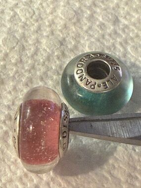 Pandora Disney Pair Murano Glass Princess Signature Beads! Anna & Ariel RSVD